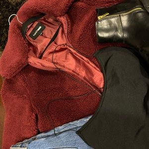 wine fashion nova sherpa jacket